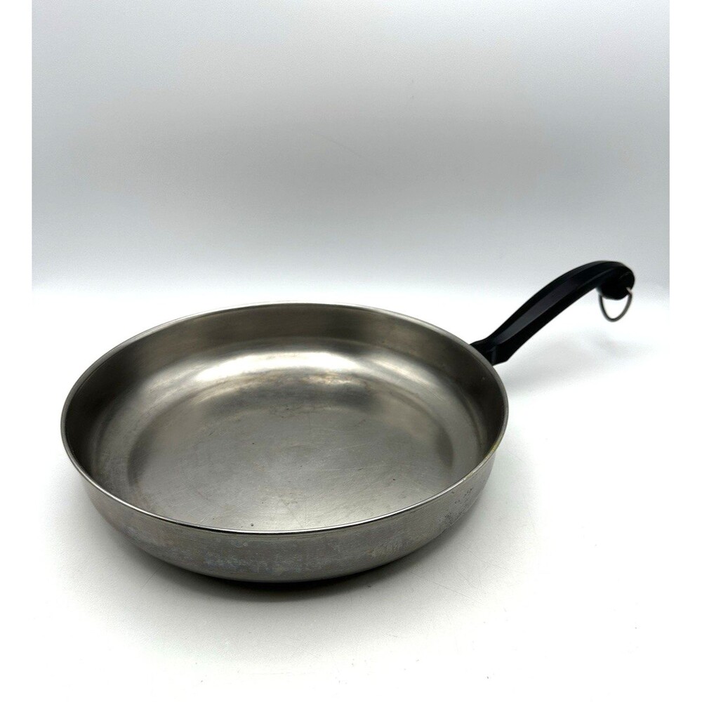 Vintage Farberware Frying Pan Skillet 10" Stainless Steel Aluminum Clad No Lid